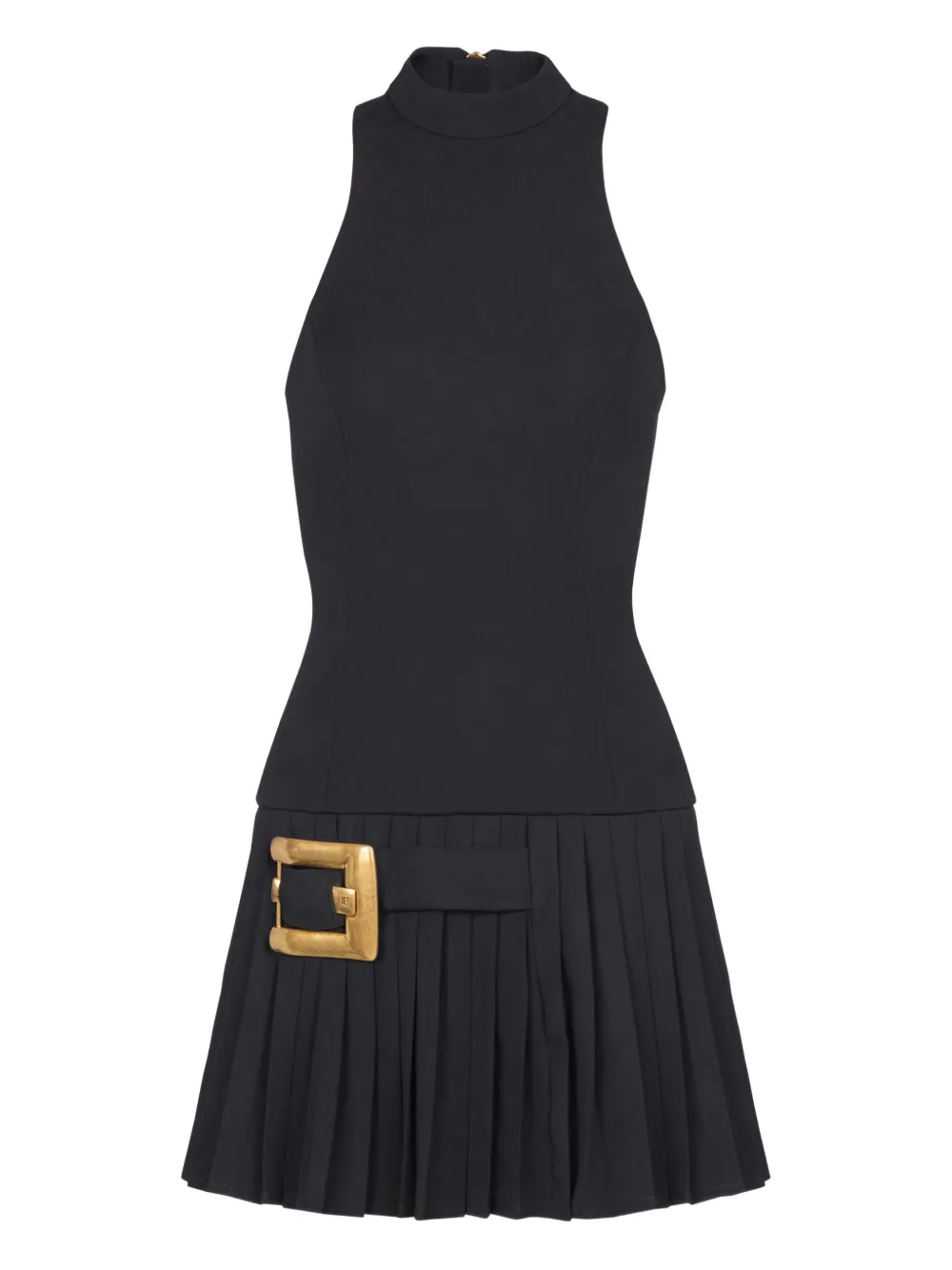 Balmain pleated buckle-embellished dress - Black