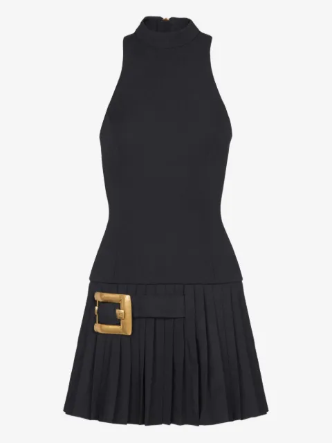 Balmain pleated buckle-embellished dress