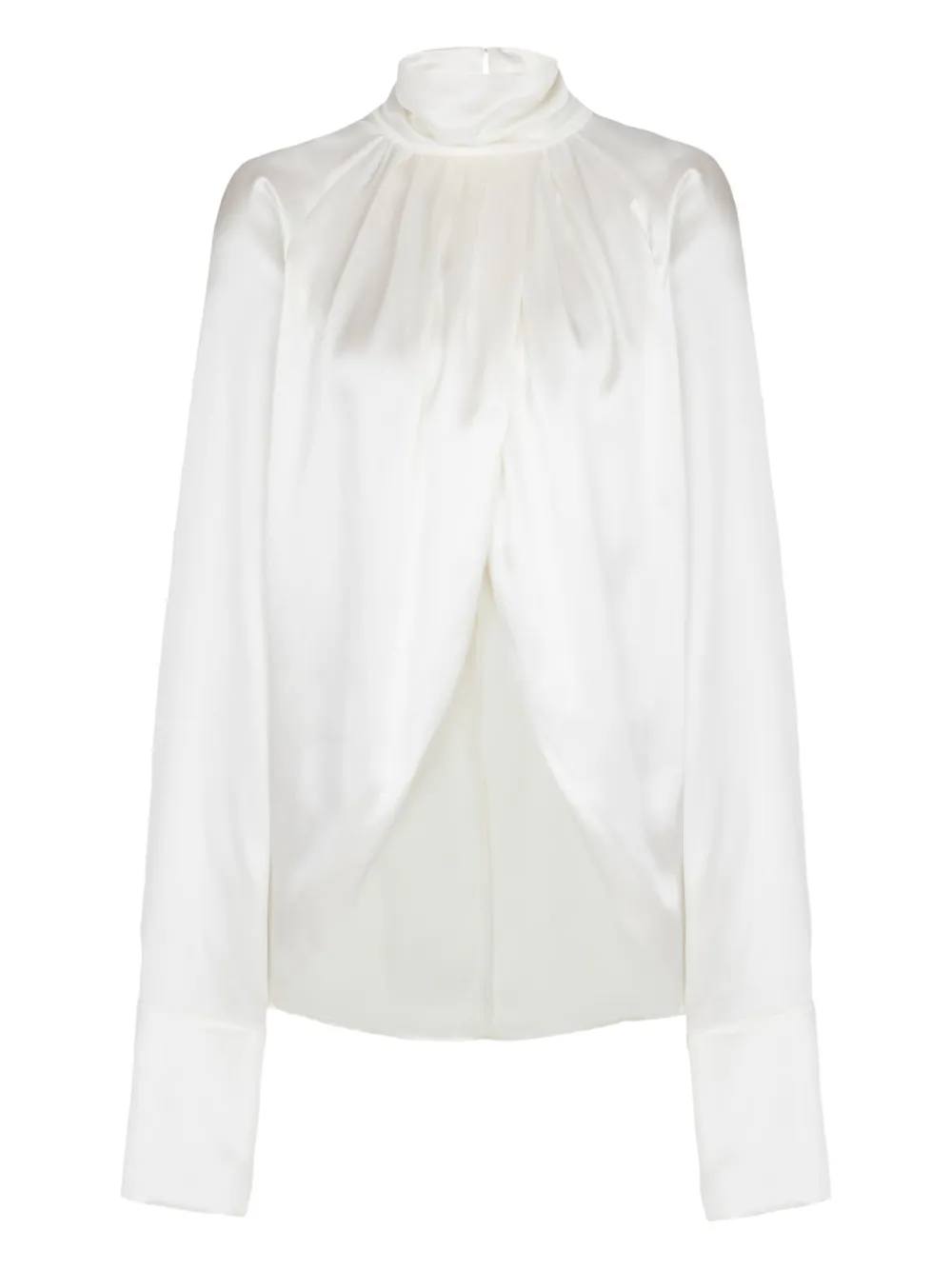Balmain Draped Long-sleeve Blouse In White