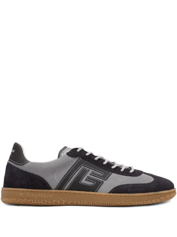 Balmain Suede Balmain Swan Trainers in Grey