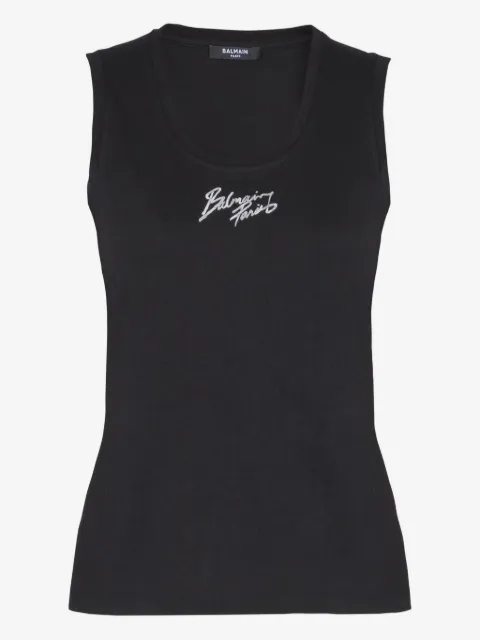 Balmain relaxed tank top with Balmain Paris brush print
