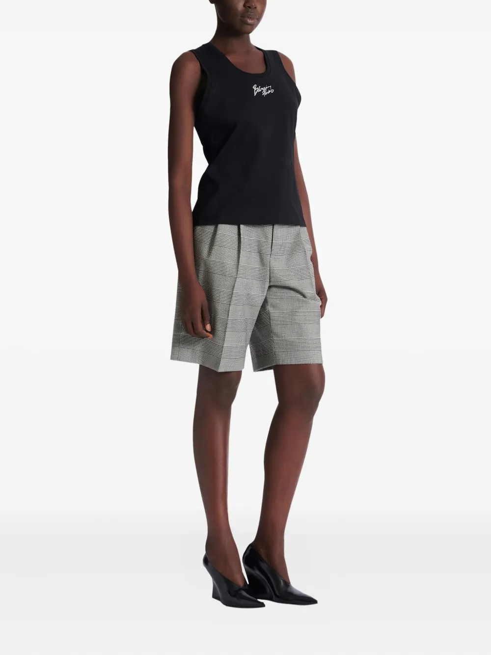 Balmain Logo-print Tank Top In Black