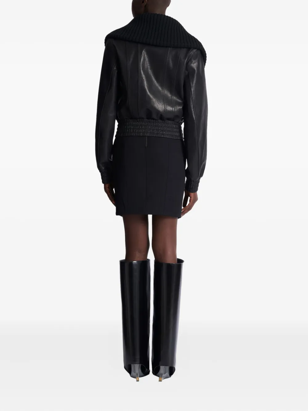 Balmain Jack met knopen en gebreide kraag Zwart