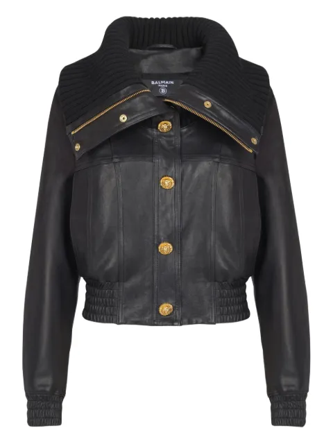Balmain knit-collar button jacket