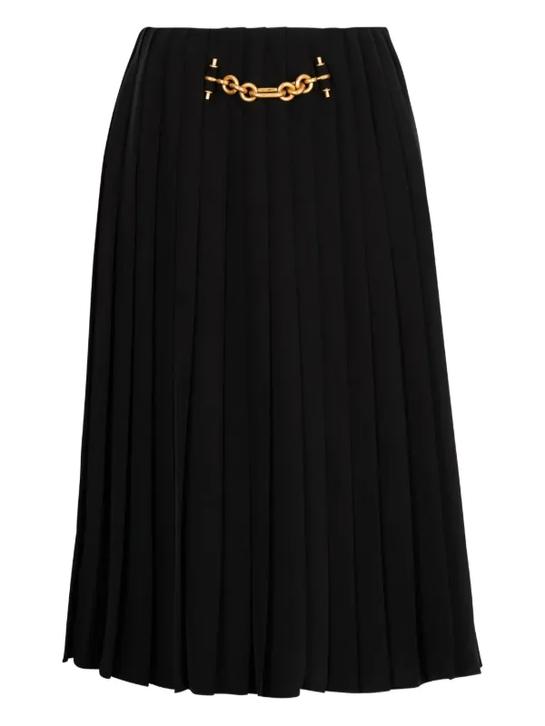 Balmain Pleated Chain-embellished Skirt in Black
