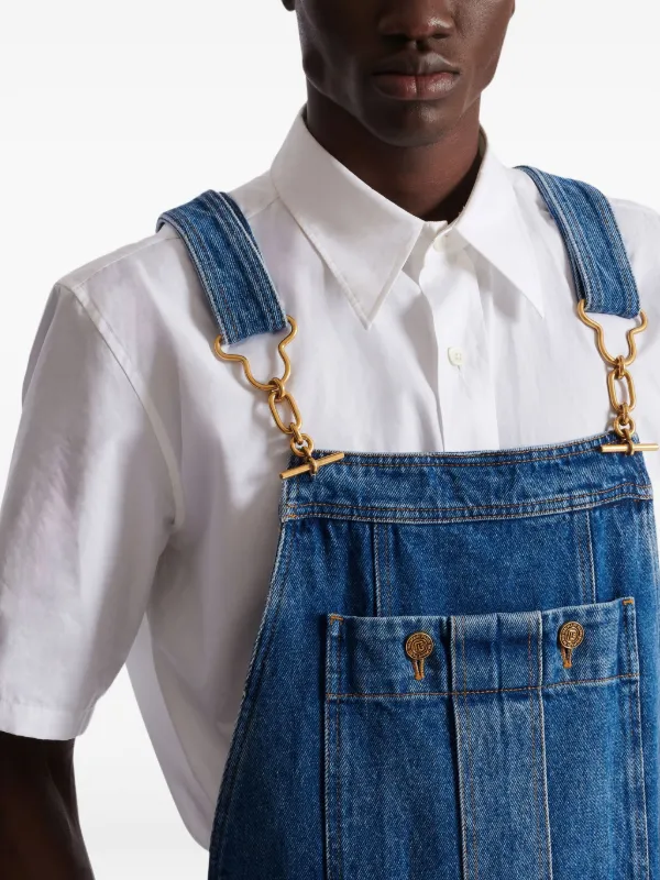 Balmain T-bar-fastening Denim Jumpsuit | Blue | FARFETCH