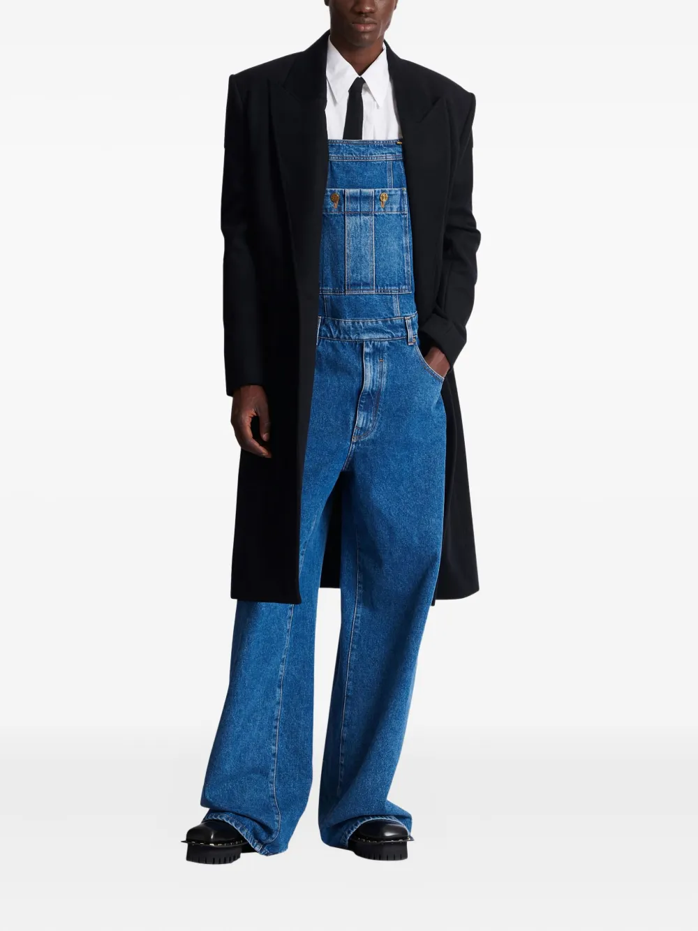 Balmain T-bar-fastening denim jumpsuit | Image 2