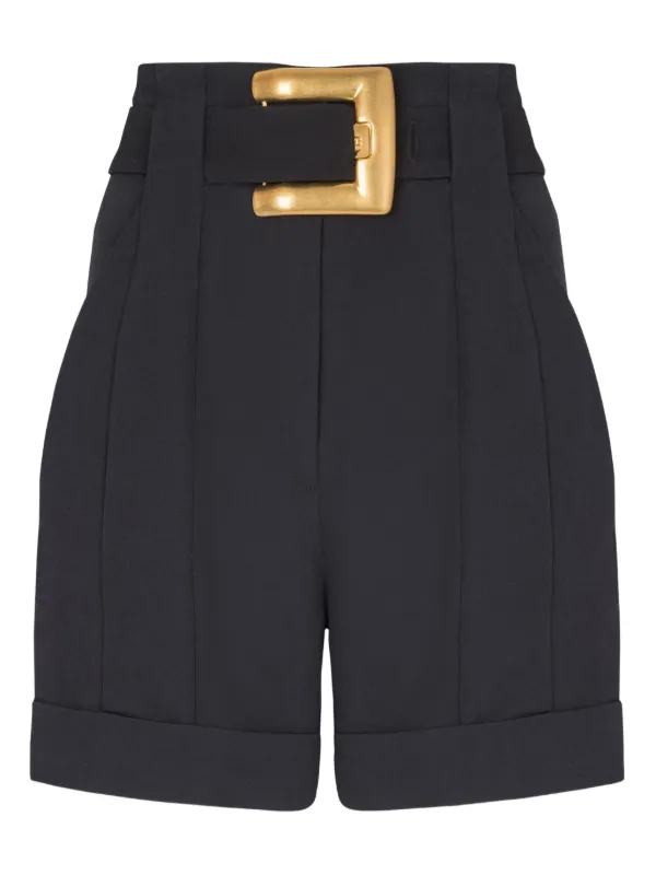 Balmain Belted-waist Shorts in Black