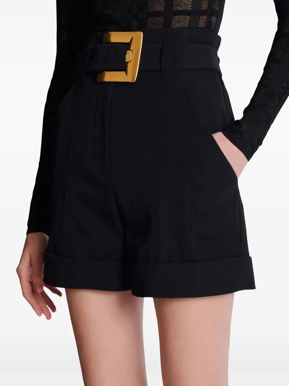 Balmain Shorts met ceintuur Zwart