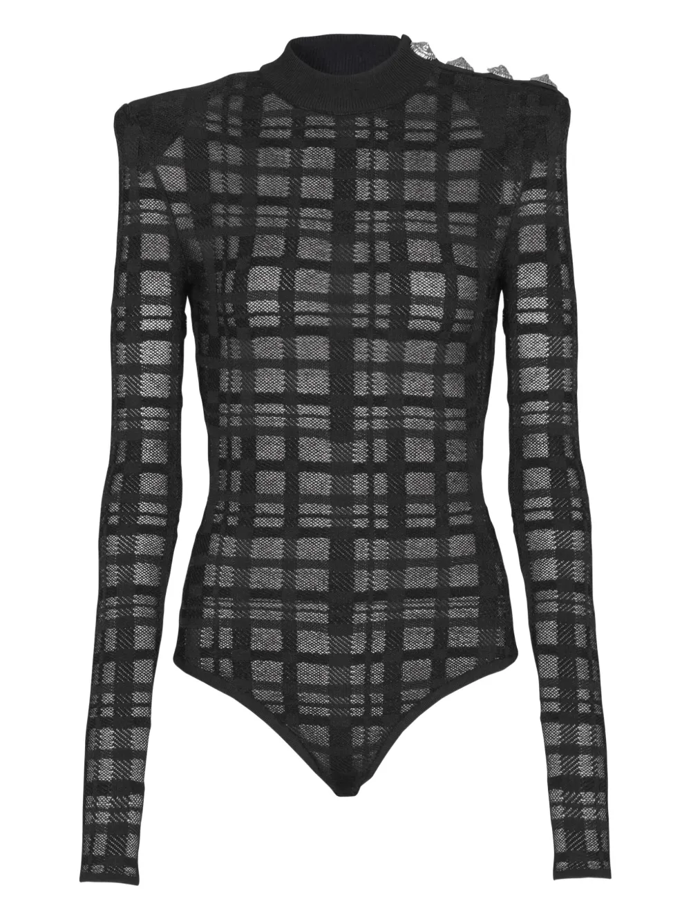 Balmain button plaid-pattern Bodysuit | Black | Image 1
