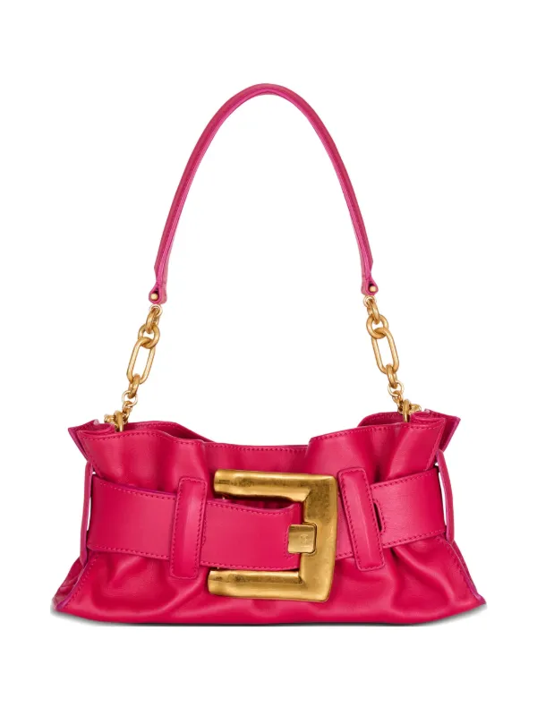 Balmain Mini Anthem Shoulder Bag in Calfskin Leather in Pink