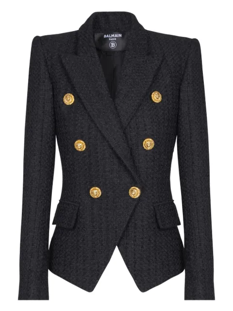 Balmain six-button tweed blazer
