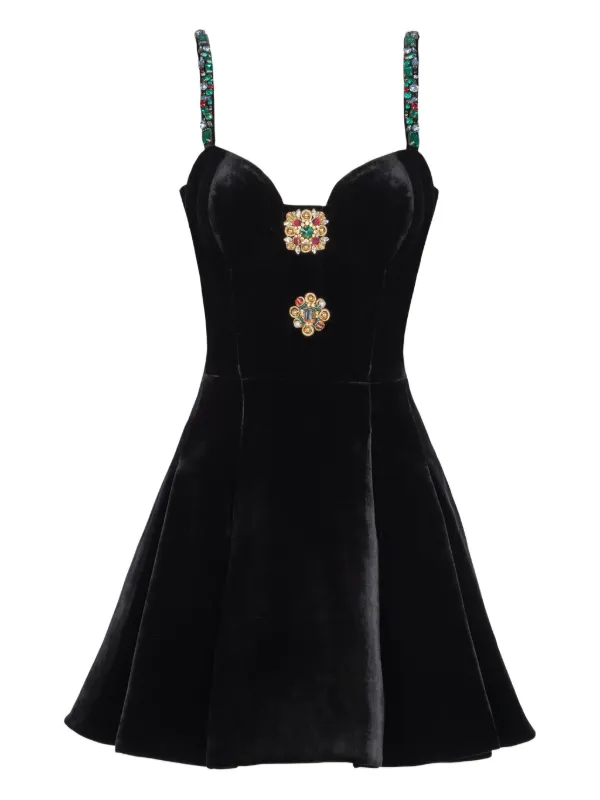 Balmain Jewel-embellished Velvet Mini Dress - Black Balmain Jewel-embellished Velvet Mini Dress - Black