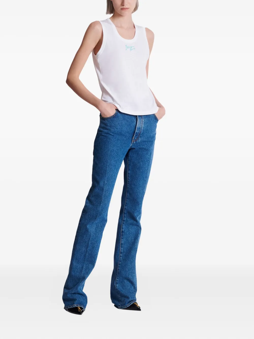 Balmain Logo-print Tank Top In Multi