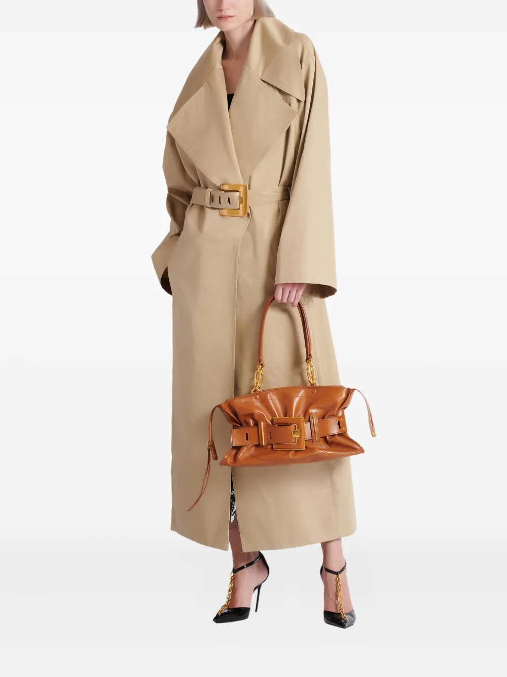  Balmain Belted Trench Coat - Neutrals 
