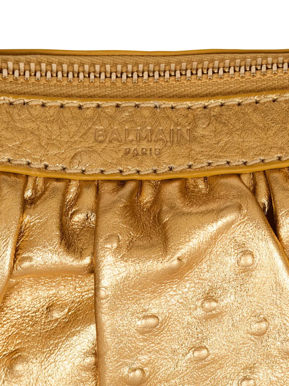 Balmain Mini Leather Ebene Top-handle Bag In Gold