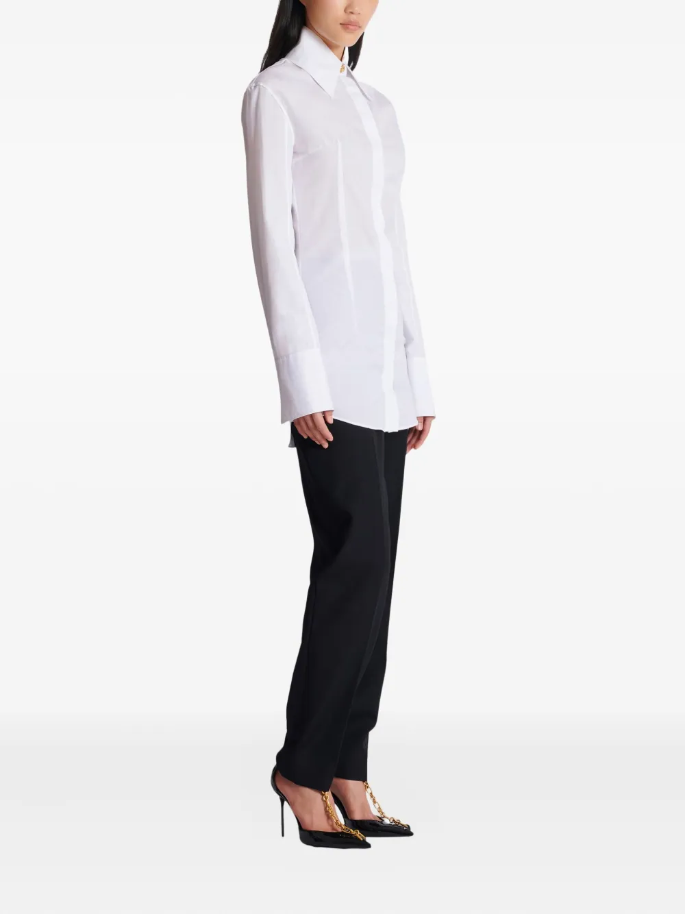 Balmain Cotton Poplin Shirt In White