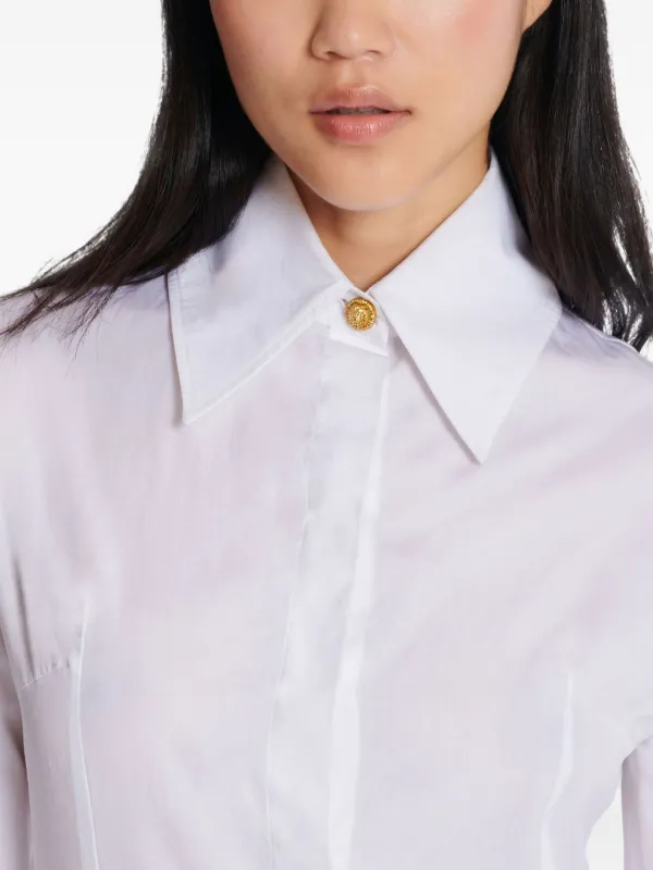 T-shirt Manches Longues Balmain Blanc Boutons Taille L - Neuf Sans étiquette