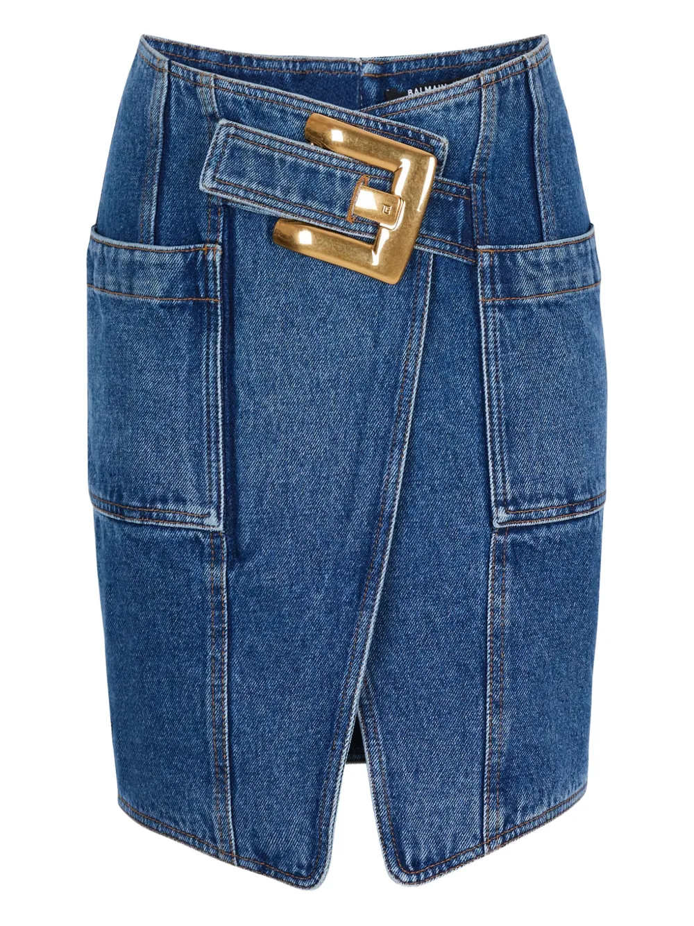 Balmain Belt Pocket Mini Skirt In Blue