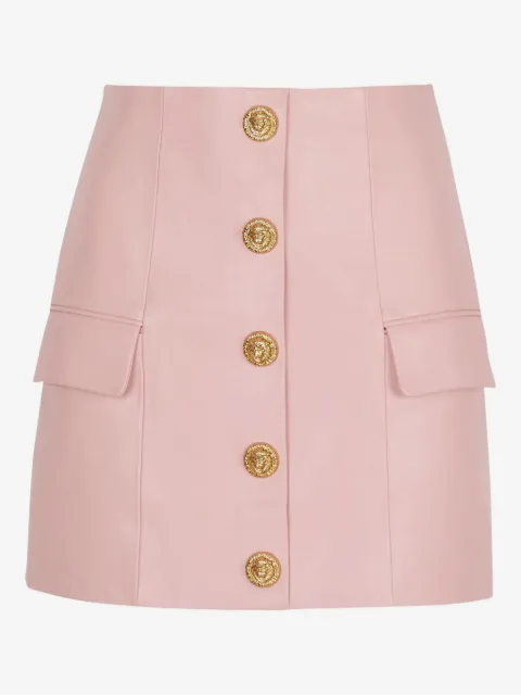 Balmain minifalda de piel de borrego con botones