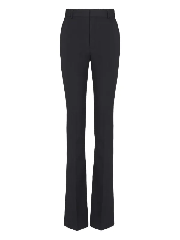 Balmain Grain-de-poudre Straight Trousers in Black