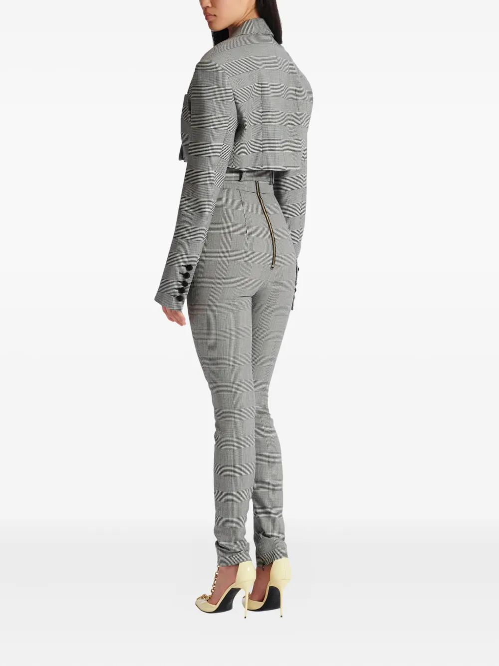 Balmain Prince of Wales cropped jack met jacquard Grijs