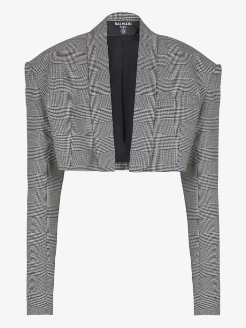 Balmain Prince of Wales jacquard crop jacket