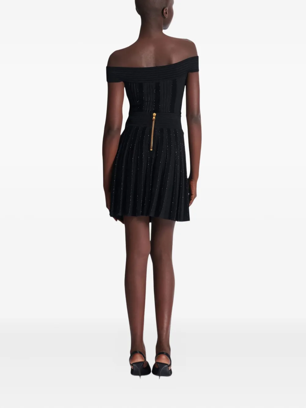 Balmain Pleated Glitter Mini Skirt In Multi