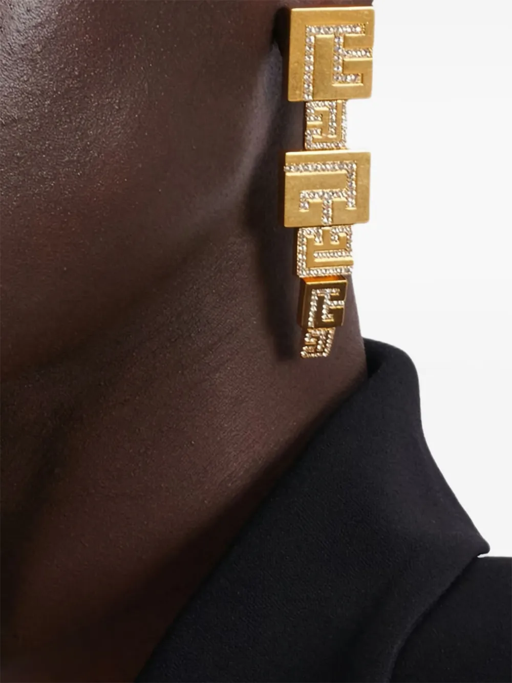  Balmain Pb-logo Pendant Earrings - Gold 