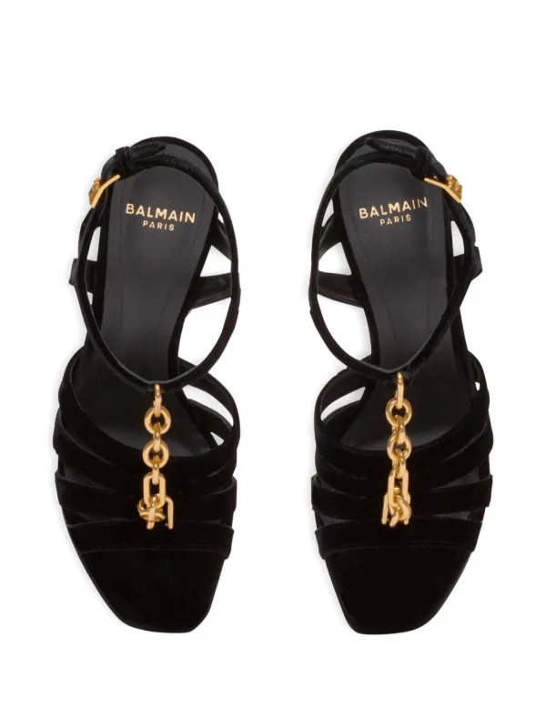 BALMAIN サンダル Balmain オープントゥ サンダル | ブラック | FARFETCH JP