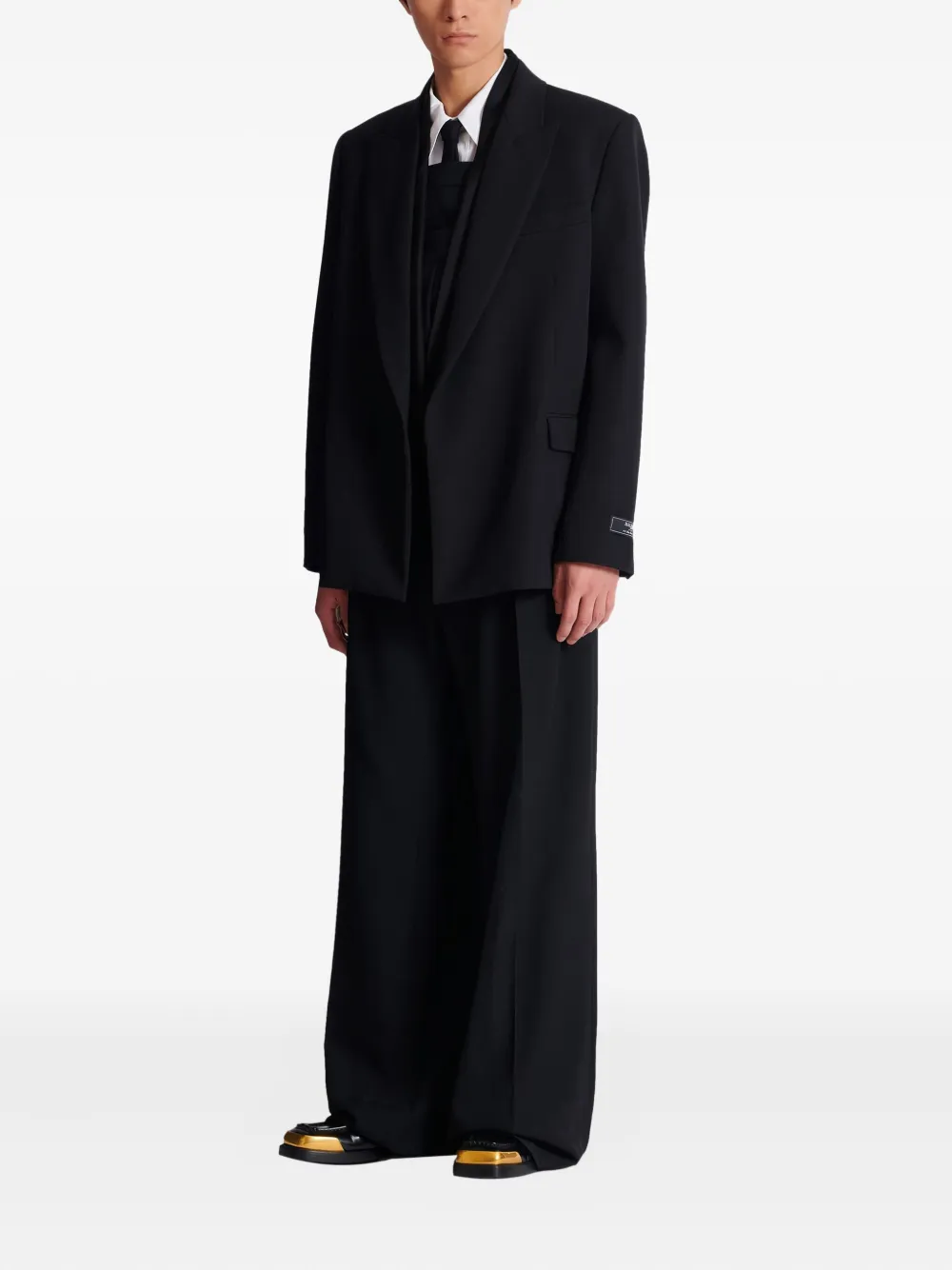  Balmain Grain-de-poule Wool Jacket - Black 