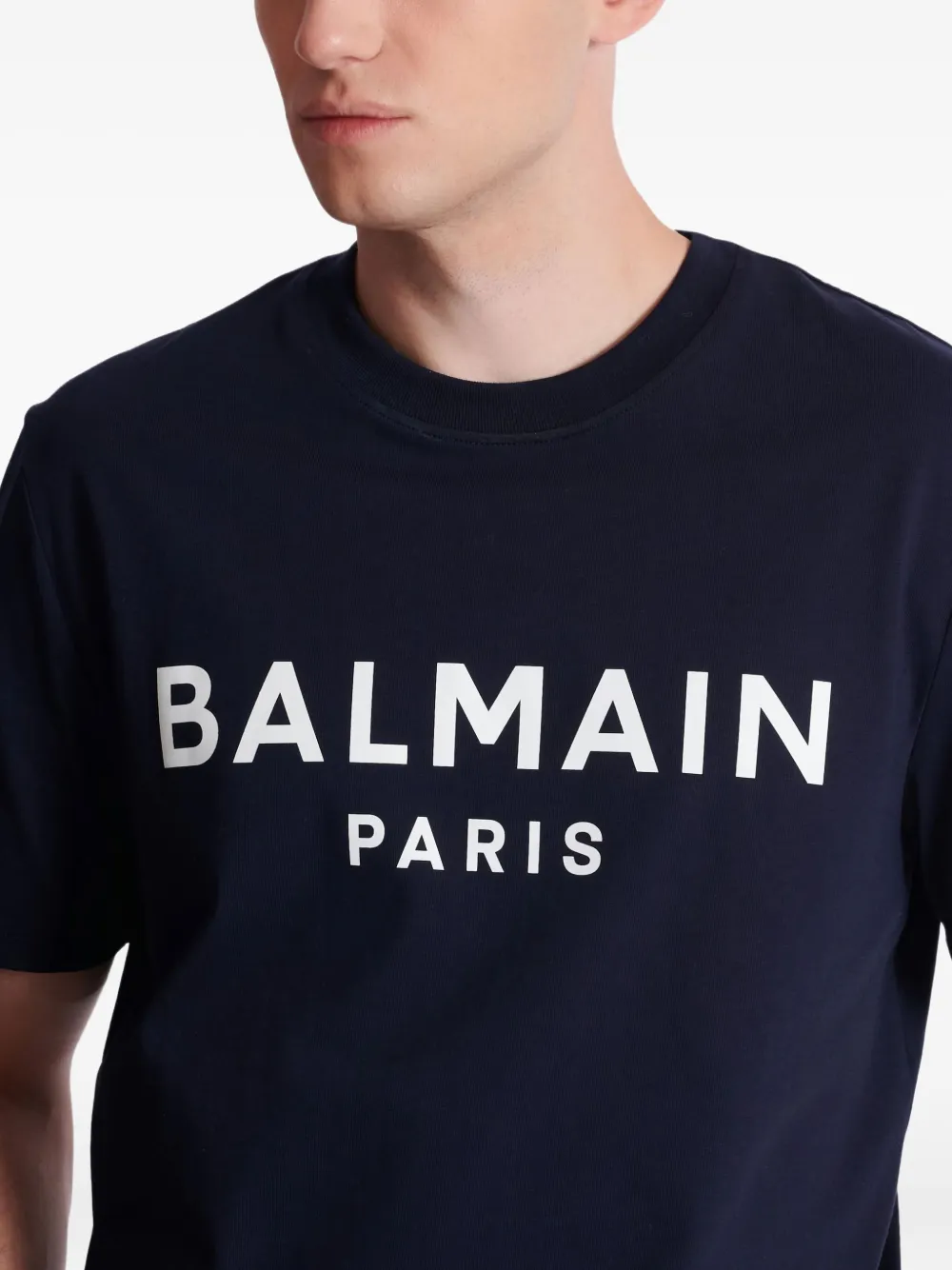 Balmain Printed Cotton T-shirt In Blue