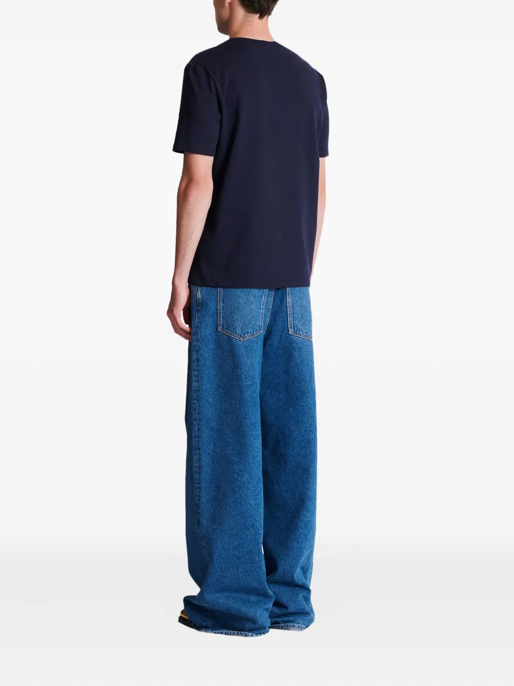 Balmain Printed Cotton T-shirt In Blue