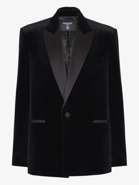 Balmain blazer en velours à simple boutonnage