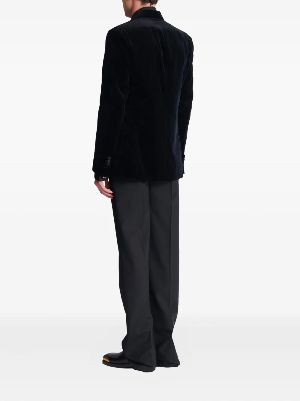 Balmain Fluwelen blazer met enkele rij knopen Zwart