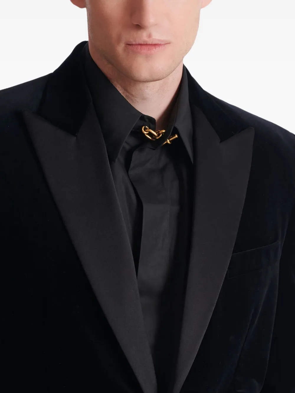 Balmain Fluwelen blazer met enkele rij knopen Zwart