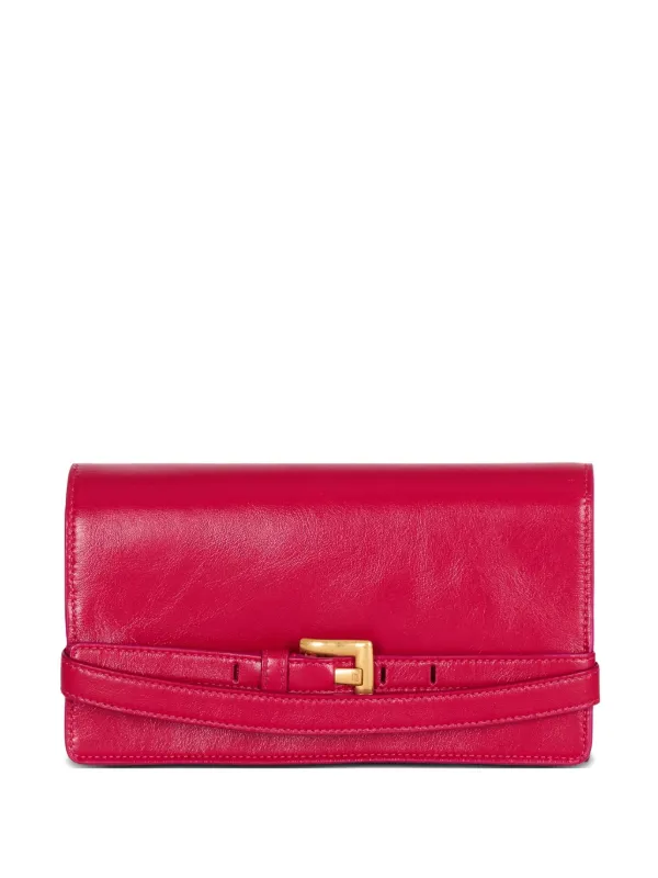 Balmain Shuffle Calfskin Wallet with Chain in Pink