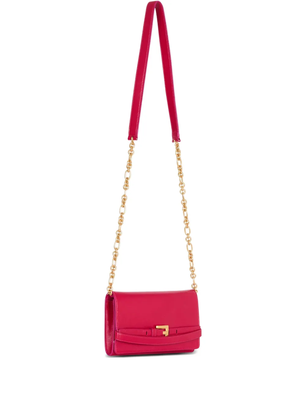 Balmain Shuffle Calfskin Wallet with Chain in Pink, view 4