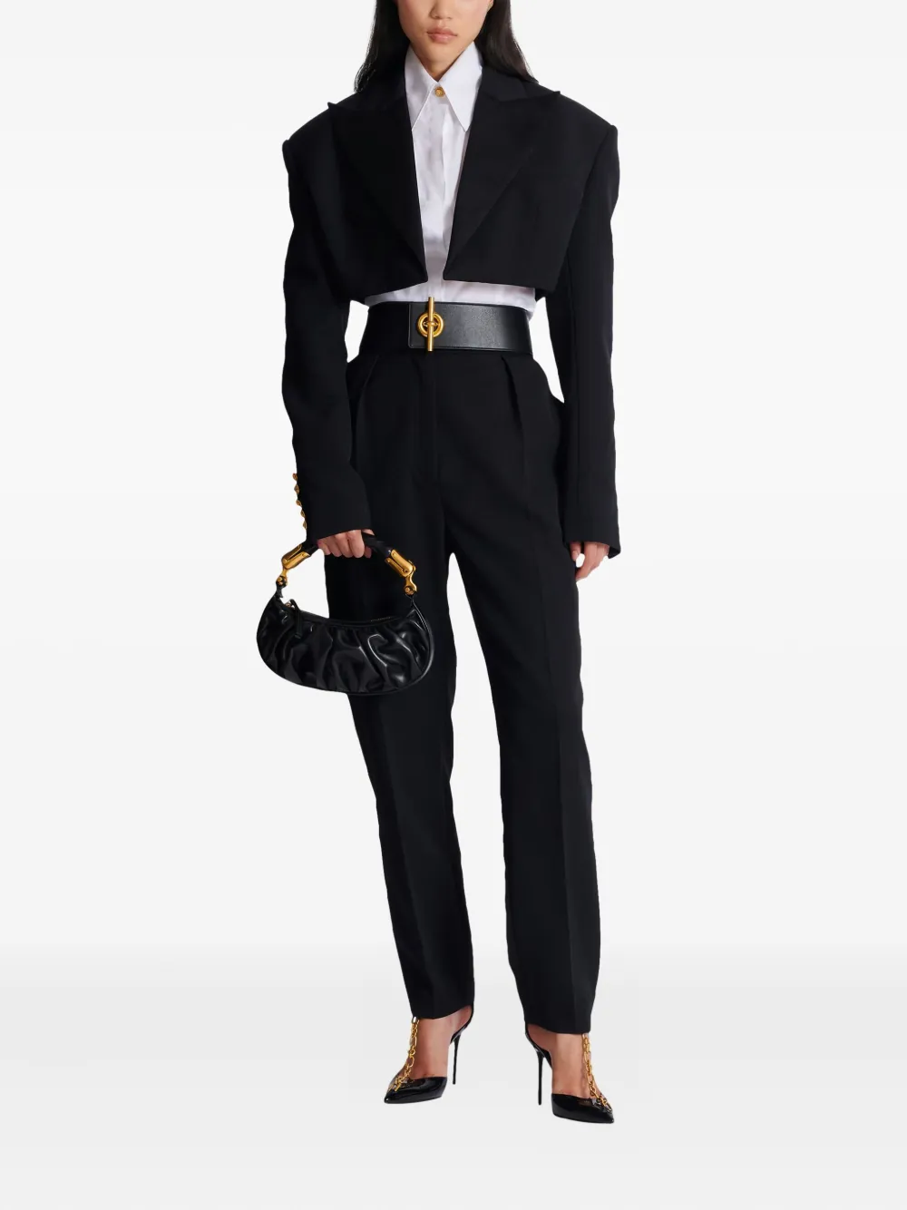 Balmain grain-de-poudre buttoned jacket | Cropped Jackets | Image 2