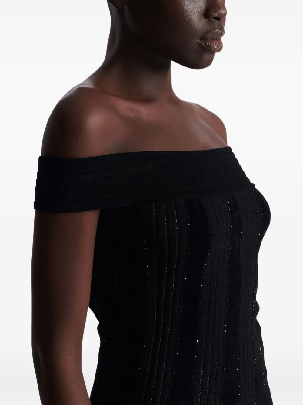 Balmain Glitter Off-the-shoulder Top In Animal Print