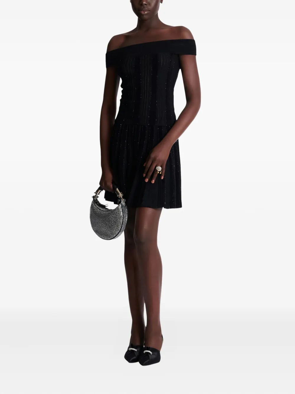 Balmain Glitter Off-the-shoulder Top In Animal Print