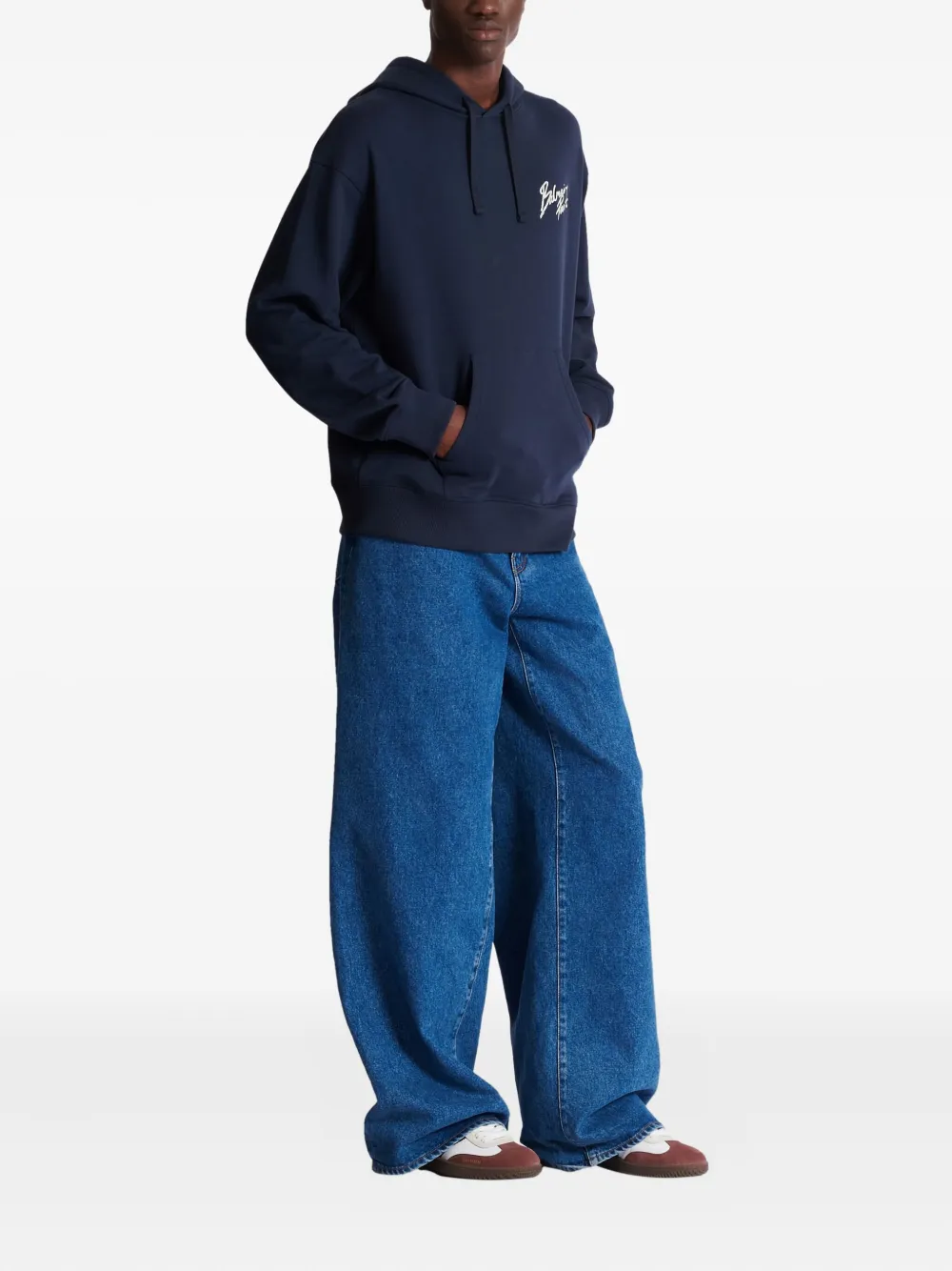  Balmain Printed Hoodie - Blue 