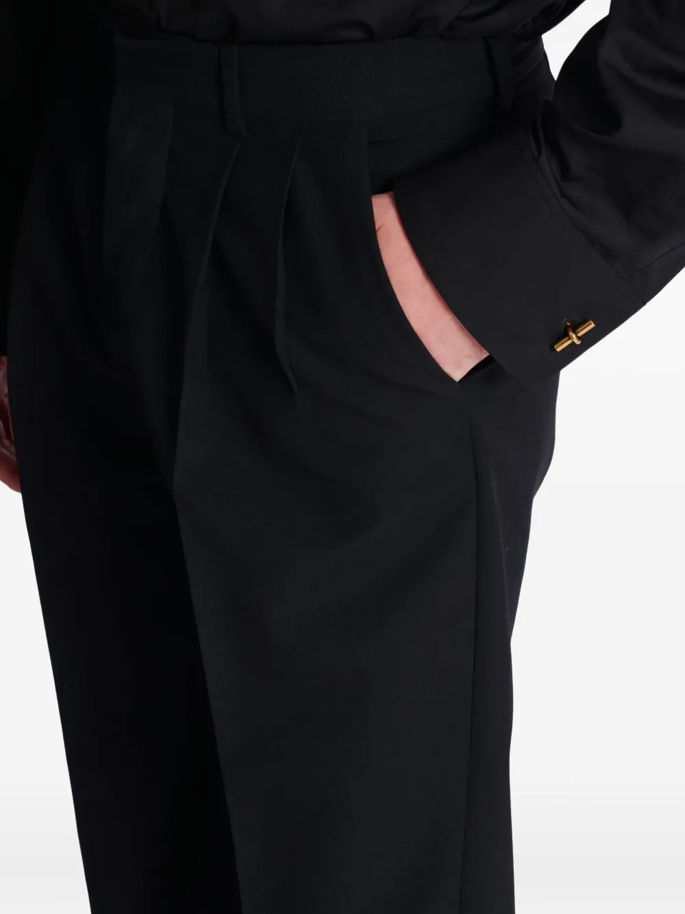 Balmain Straight wollen broek Zwart
