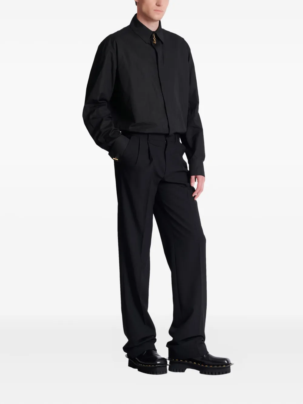  Balmain Straight-leg Wool Trousers - Black 