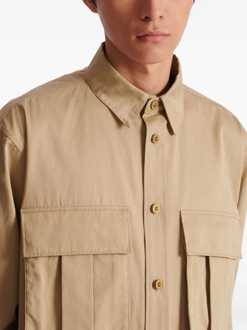 Balmain Katoenen safari overhemd Beige