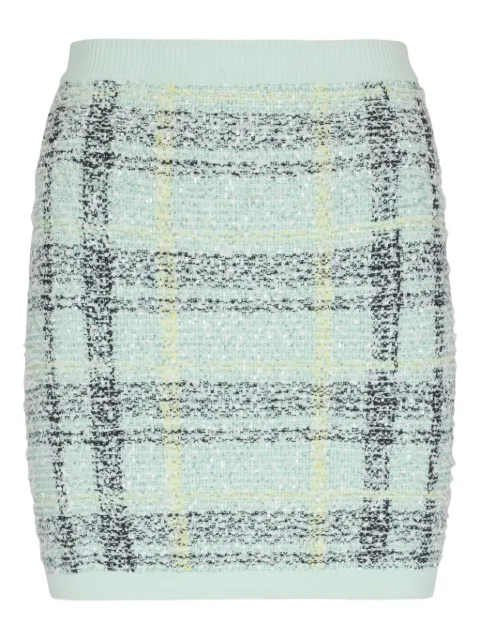 Balmain falda corta con motivo de cuadros y glitter