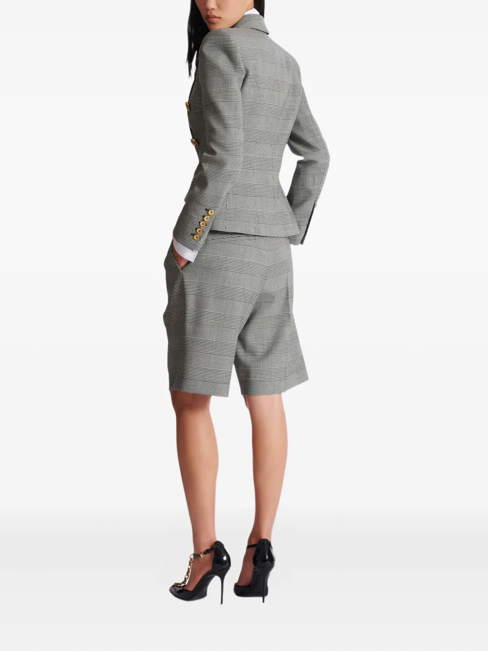 Balmain Prince of Wales blazer met jacquard Grijs