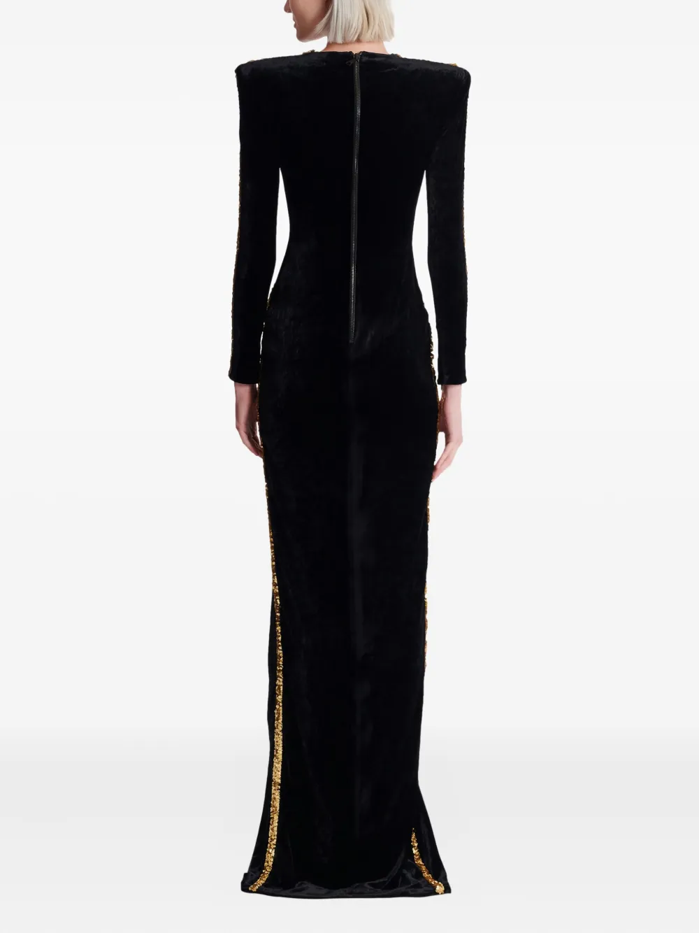 Balmain Embellished Velvet Maxi Dress In Multi