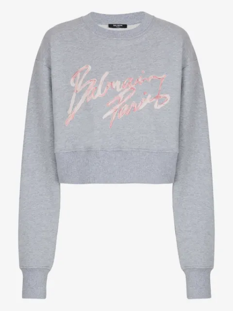 Balmain cropped printed sweatshirt