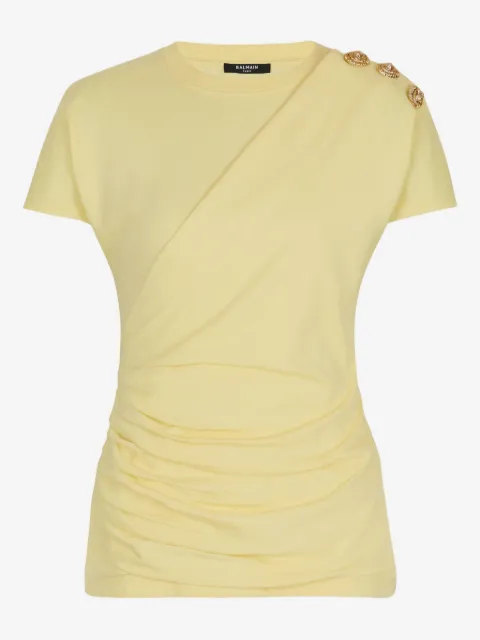 Balmain draped T-shirt with buttons